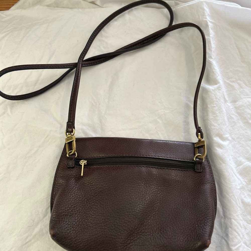 Vintage Y2K FOSSIL Small Leather Crossbody Bag Brown - Picture 2 of 11
